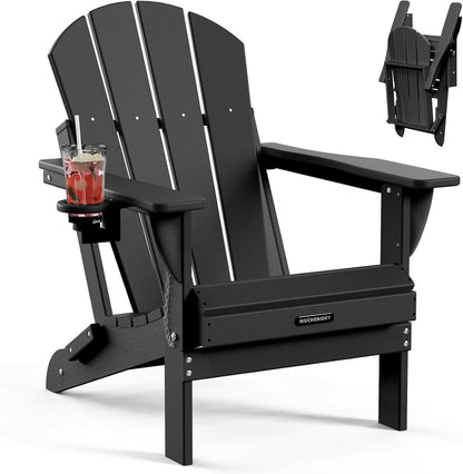 Folding Weather Resistant Adirondack Chairs - Black