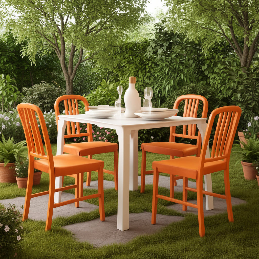 Set of 2 Commercial Grade Indoor/Outdoor Metal Dining Chairs- Orange