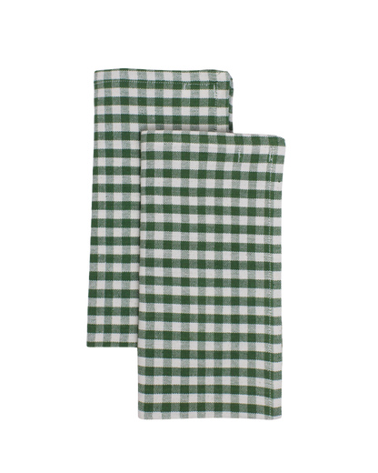 Set of 2 Handwoven Organic Cotton Dinner Napkins | Olive Gingham