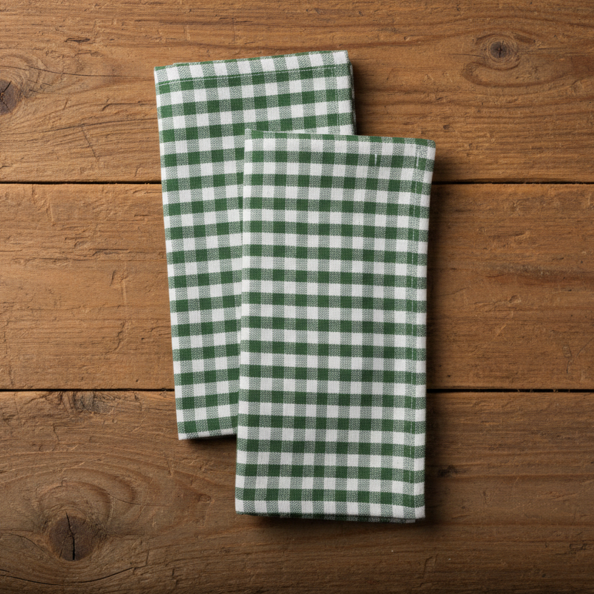 Set of 2 Handwoven Organic Cotton Dinner Napkins | Olive Gingham