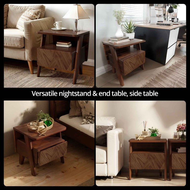 Rorns Rum Nightstand with Drawer - 2 Colors