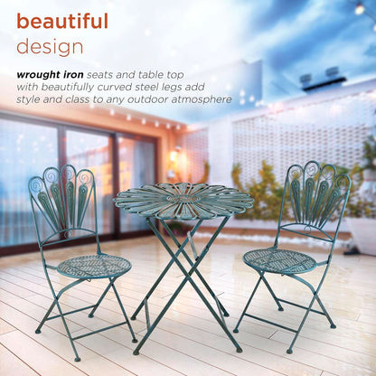 3 Piece Peacock Blue Bistro Set