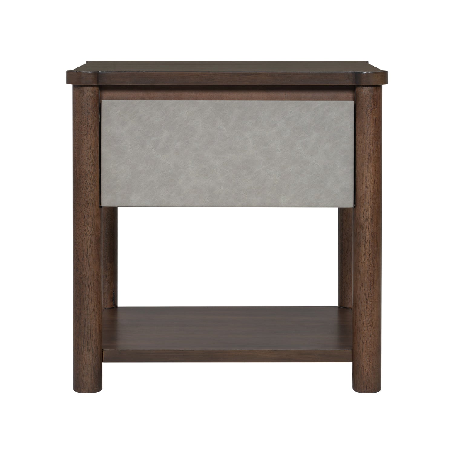 Modern Queen Bed Frame Set with 2 Nightstands - Gray/Walnut
