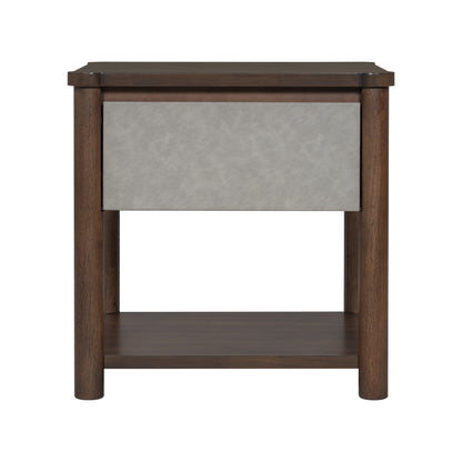 Modern King Bed Frame Set with 2 Nightstands - Gray/Walnut