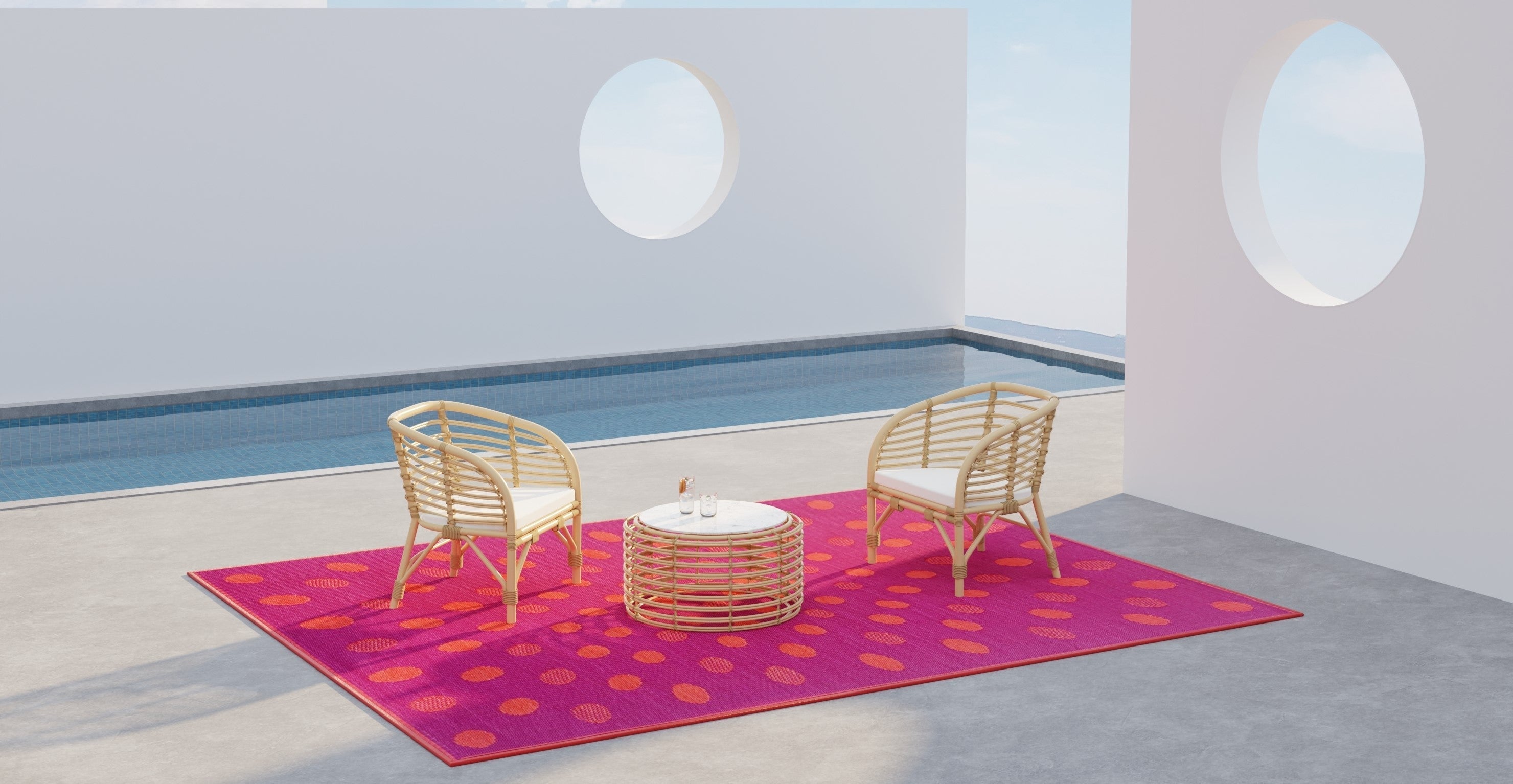 Crazy Dots Orange &amp; Red Reversible Outdoor Mat