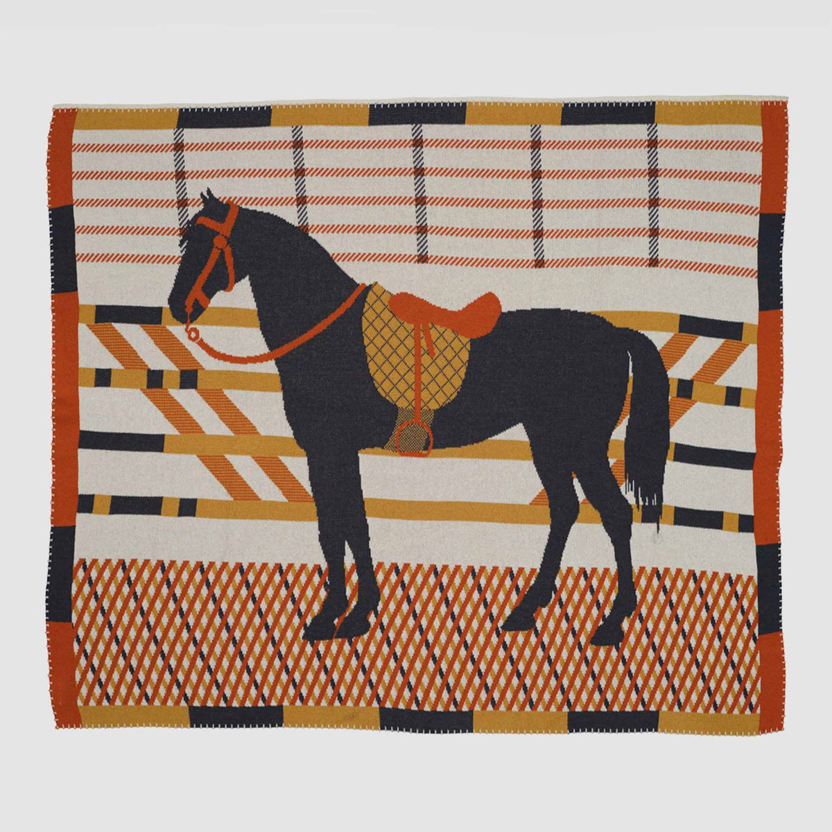 Equestrian Cheval - Cotton Sustainable Knit Patterned | Stripes Throw Blanket