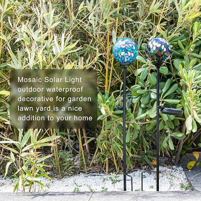 Set of 2 Mosaic Solar Lights - Blue/Purple