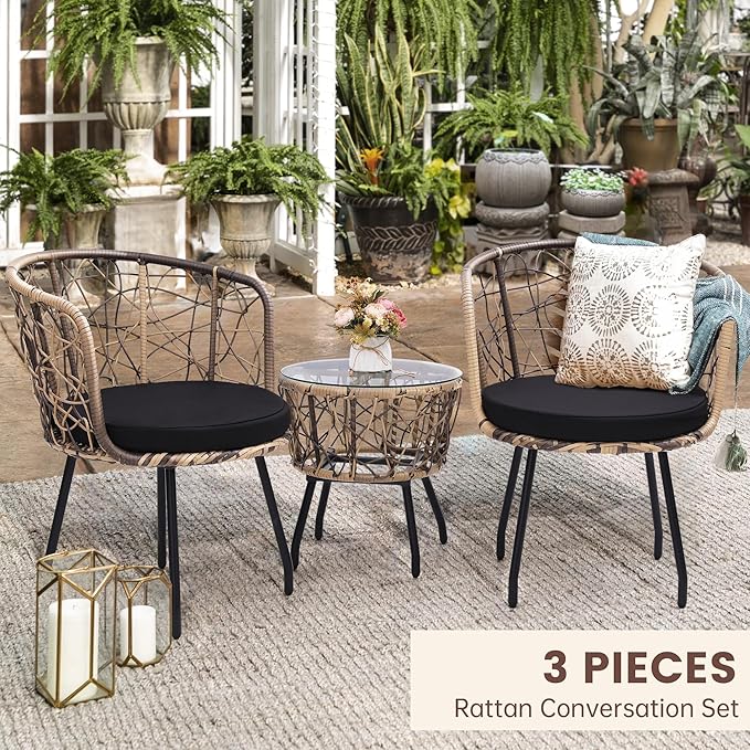 Kromax 3 Piece Bistro Set in Black