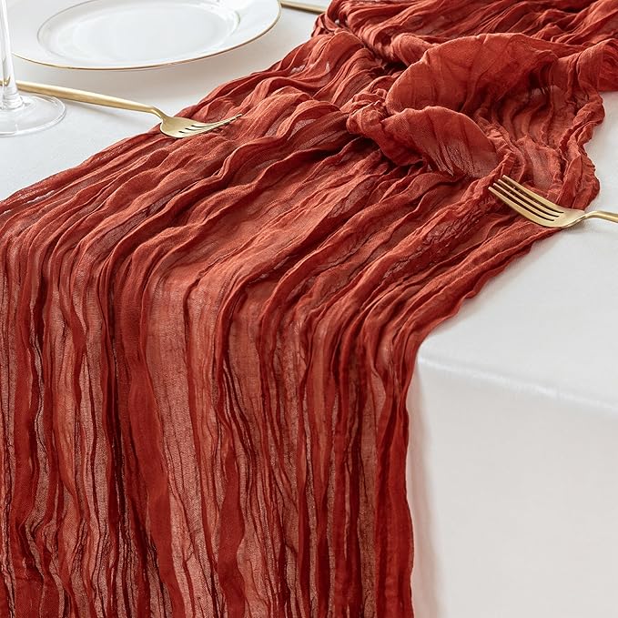 Terracotta Cheesecloth Table Runner - 10 ft