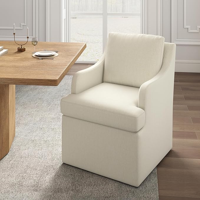 Modern Upholstered Dining Chairs in Beige - Set of 4