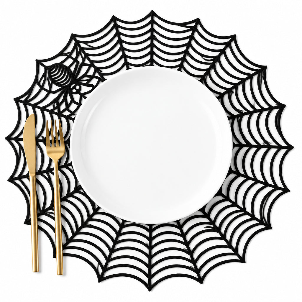 Set of 6 Halloween Spider Web Placemats - 15"