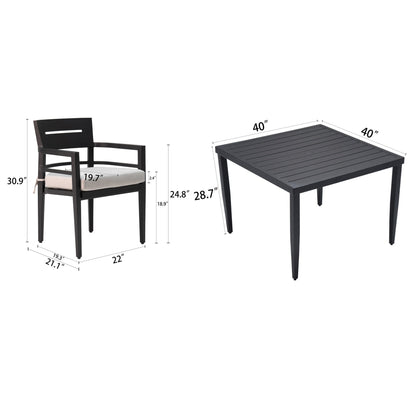 5-Piece Outdoor Aluminum Dining Set - Ember Black