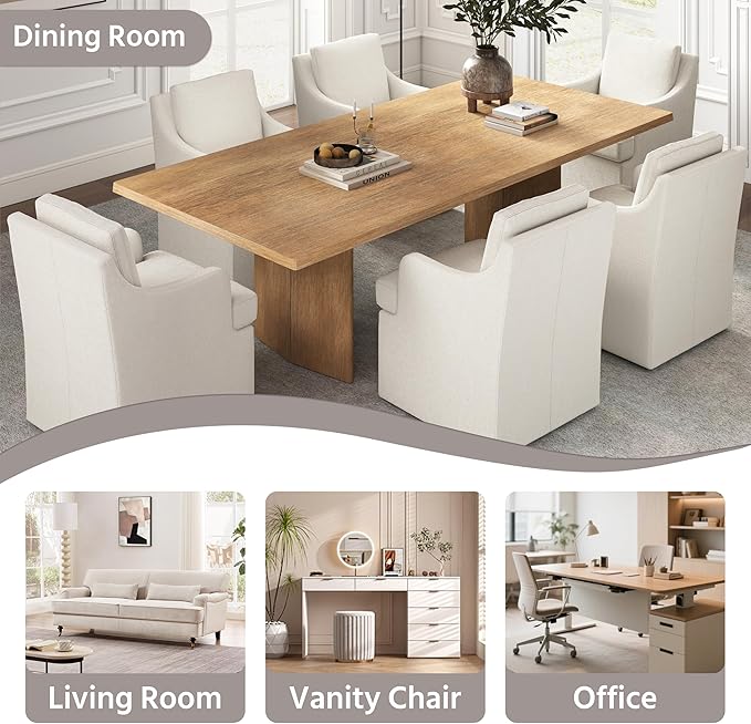 Modern Upholstered Dining Chairs in Beige - Set of 4