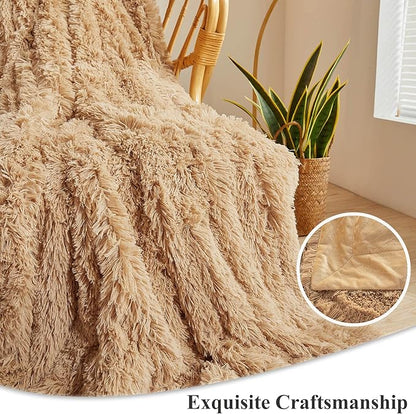 Plush Faux Fur Throw Blanket - Camel