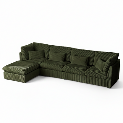 Oversized Modular Sectional with Chaise - Green Corduroy