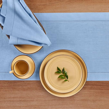 100% Pure Linen Table Runner 14 x 36 Inch - Periwinkle Blue
