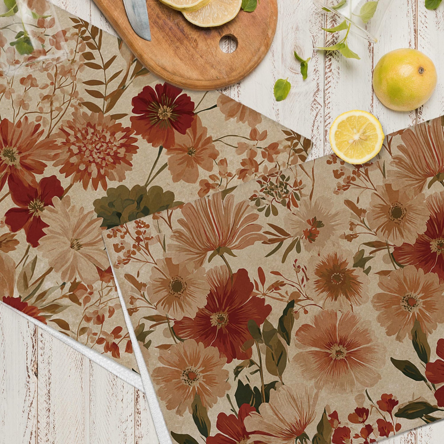 Vintage Fall Oak Leaf Kitchen Towels - Set of 2