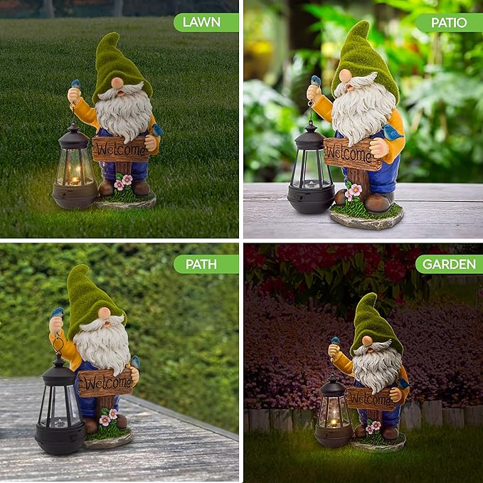LED Garden Gnome Lantern - Welcome