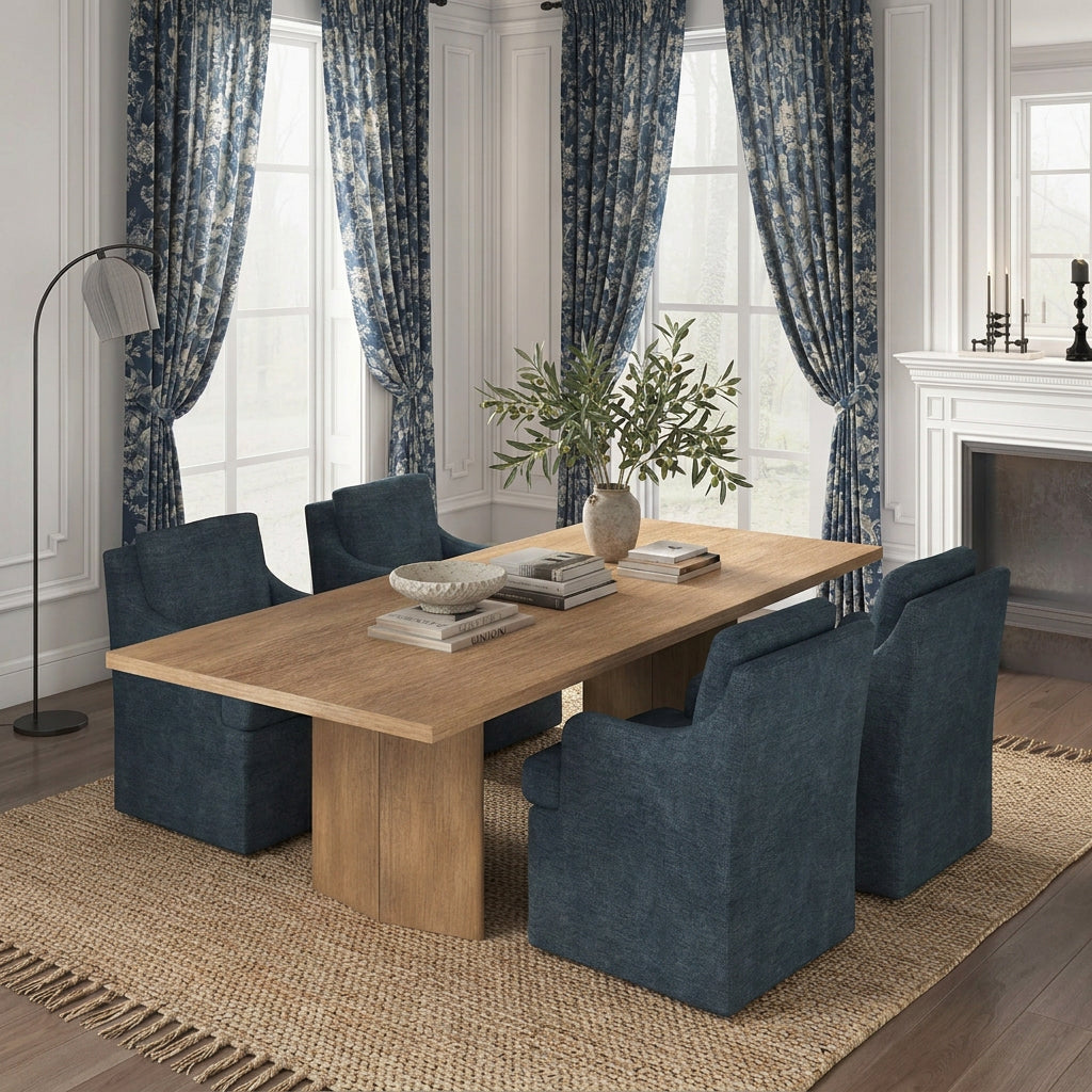 Navy Upholstered Dining Chairs - Set of 4