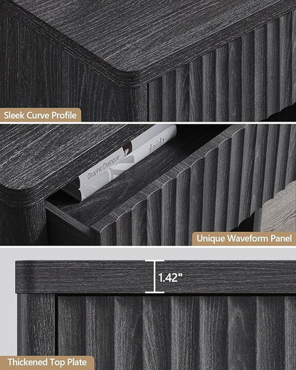 SICOTAS Fluted Bed Side Table - Dark Grey Alder