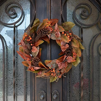 24 Inch Fall Magnolia Leaf Vine/Berry Wreath