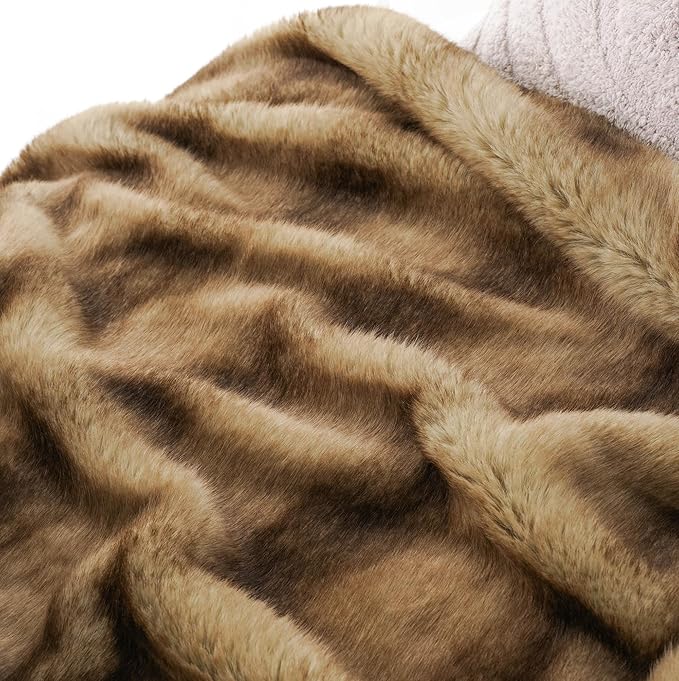 Luxury Faux Fur Throw Blanket - Ochre 50 x 60 inch