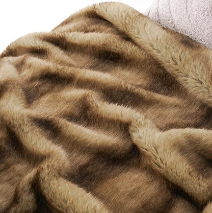 Luxury Faux Fur Throw Blanket - Ochre 50 x 60 inch