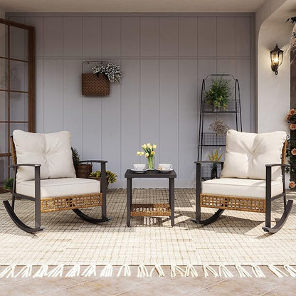 LAUSAINT HOME 3-Piece Rocking Bistro Set in Beige