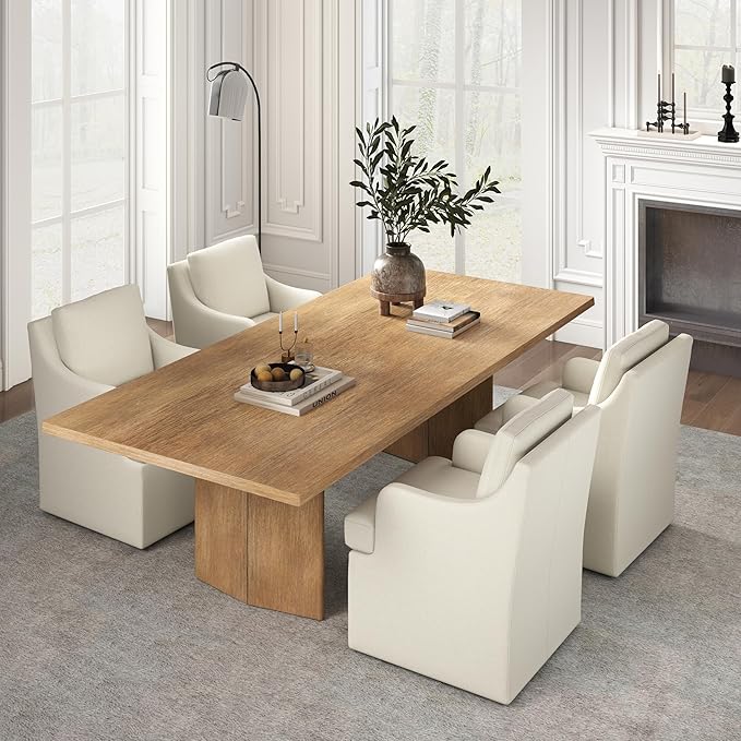Modern Upholstered Dining Chairs in Beige - Set of 4
