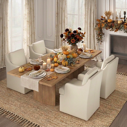Modern Upholstered Dining Chairs in Beige - Set of 4