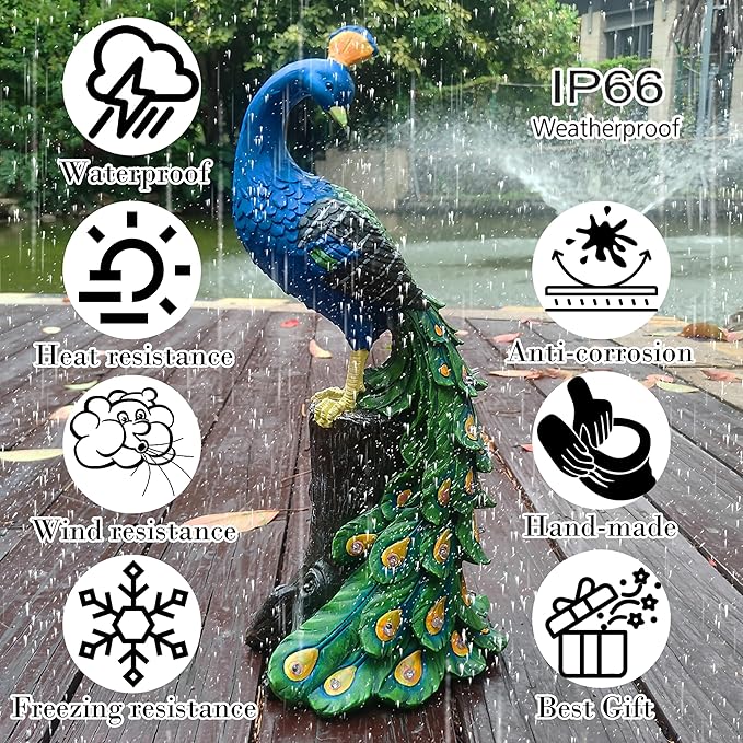 Solar LED Peacock Garden Sculpture
