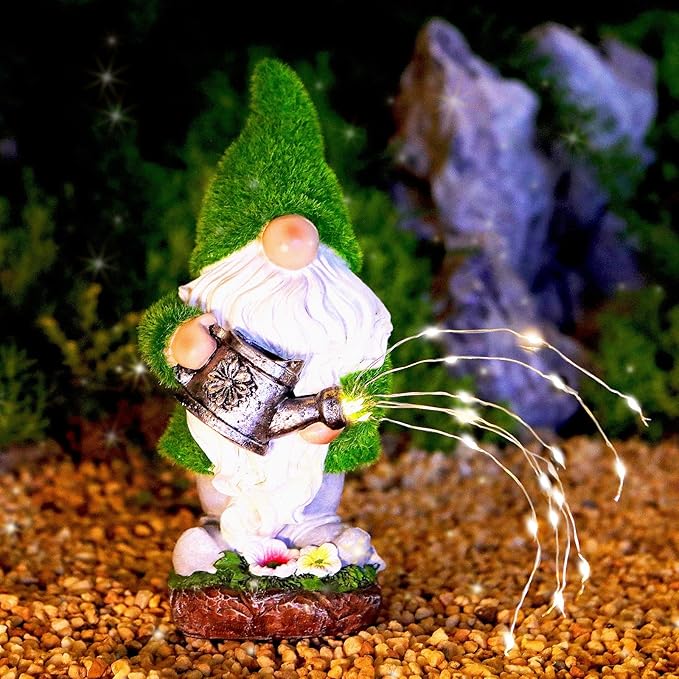 11.8‘’ Outdoor LED Garden Gnome with Watering Can