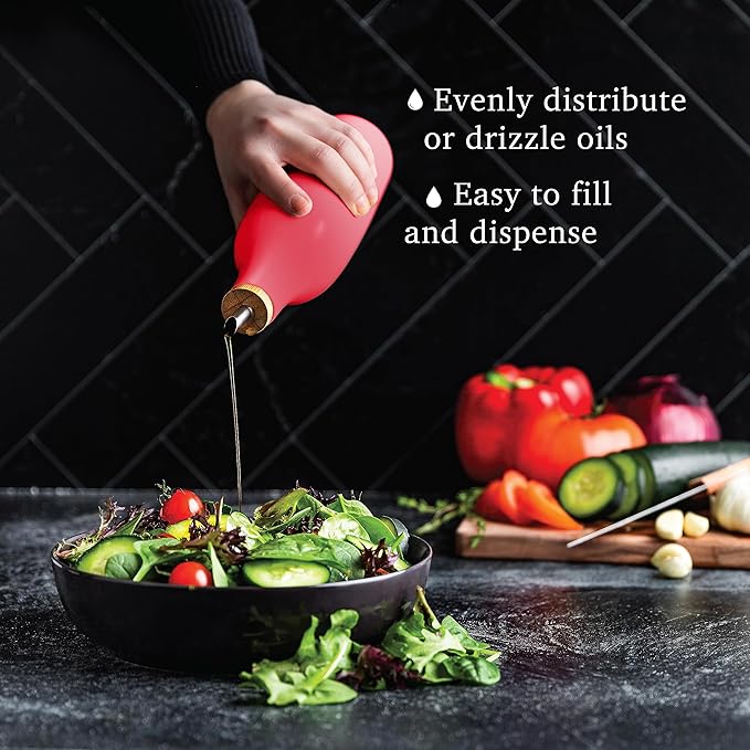 Stoneware Oil/Vinegar Bottle - 16 Oz Red