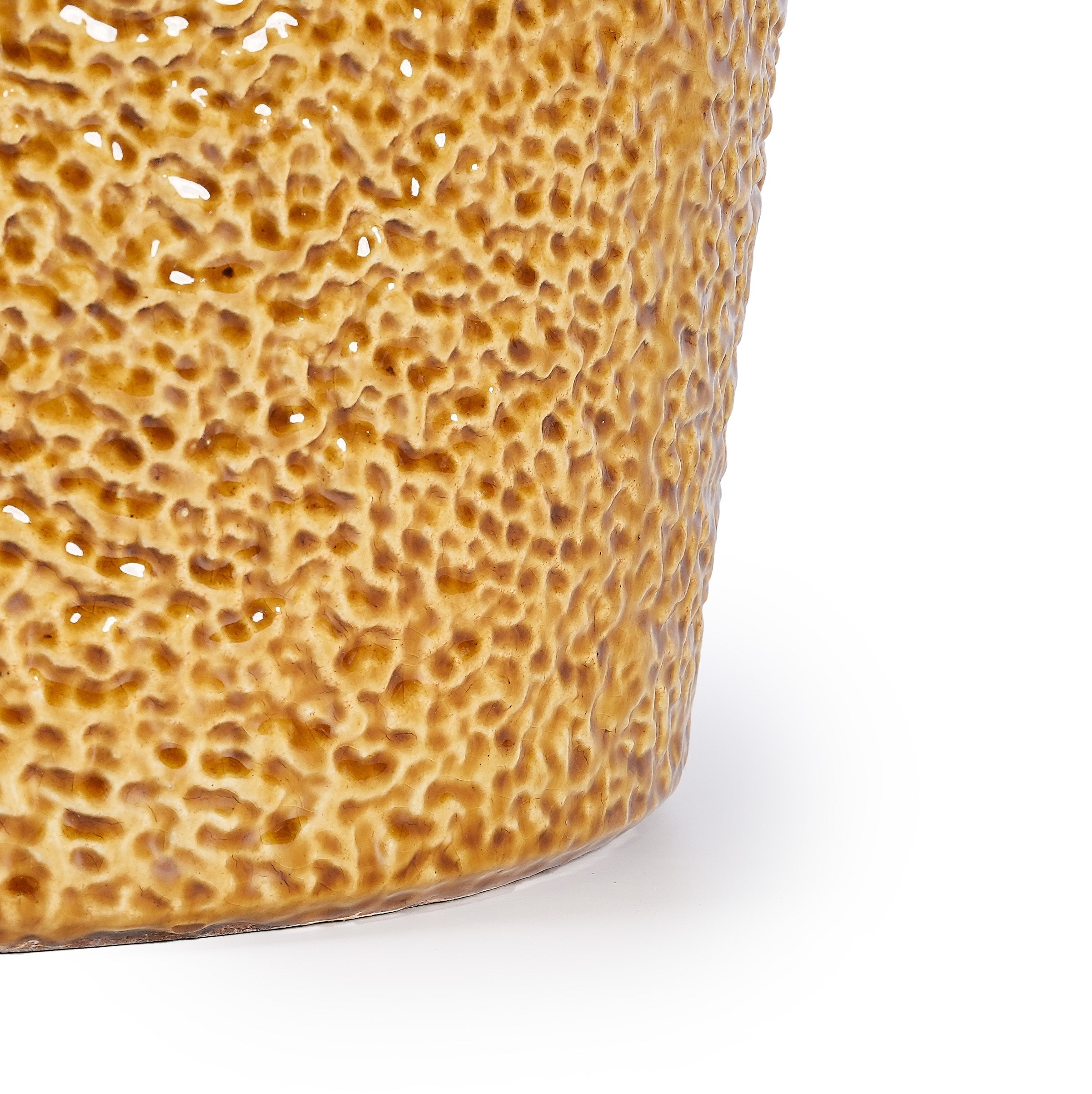 Set of 3 Honey Yellow Textured Ceramic Flowerpots