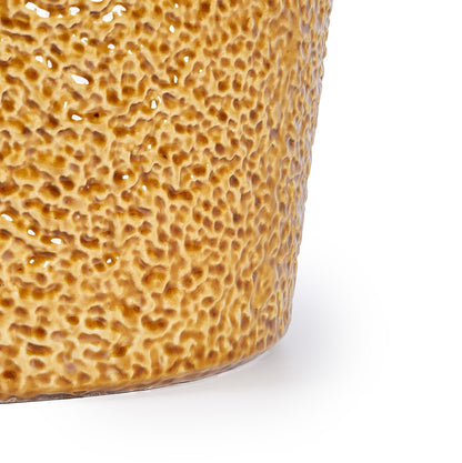 Set of 3 Honey Yellow Textured Ceramic Flowerpots
