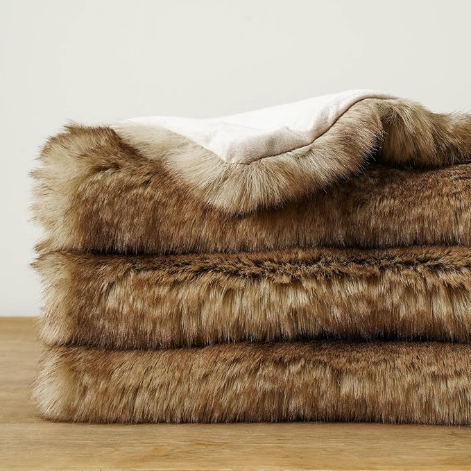 Luxury Faux Fur Throw Blanket - Ochre 50 x 60 inch