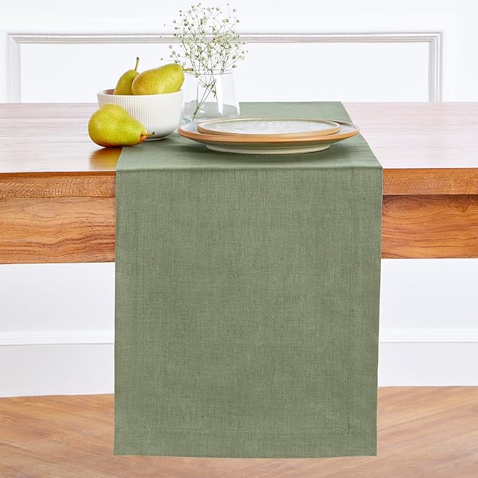 100% Pure Linen 14 x 72 Inch - Artichoke Green