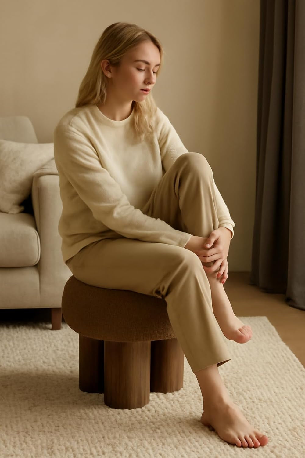Brown Mushroom Stool Ottoman Footrest