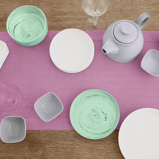 100% Pure Linen Hemstitch 14 x 90 Inch Table Runner - Violet