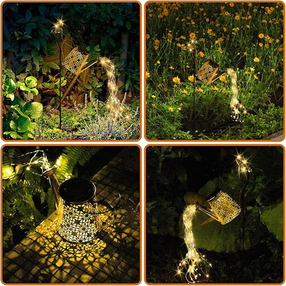 Solar Watering Can Garden Decor