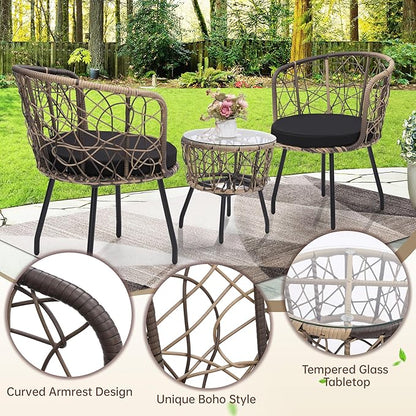 Kromax 3 Piece Bistro Set in Black