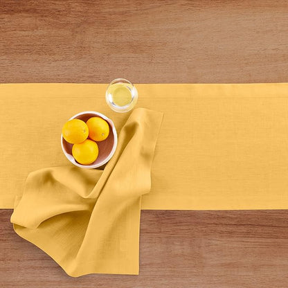 100% Pure Linen 14 x 72 Inch Table Runner - Buttercup