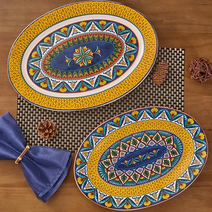 Set of 2 Bico Havana Oval Platters - 16"/14"