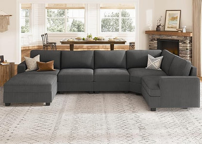 Nolany Sectional Sofa with Storage Ottoman in Gray Corduroy