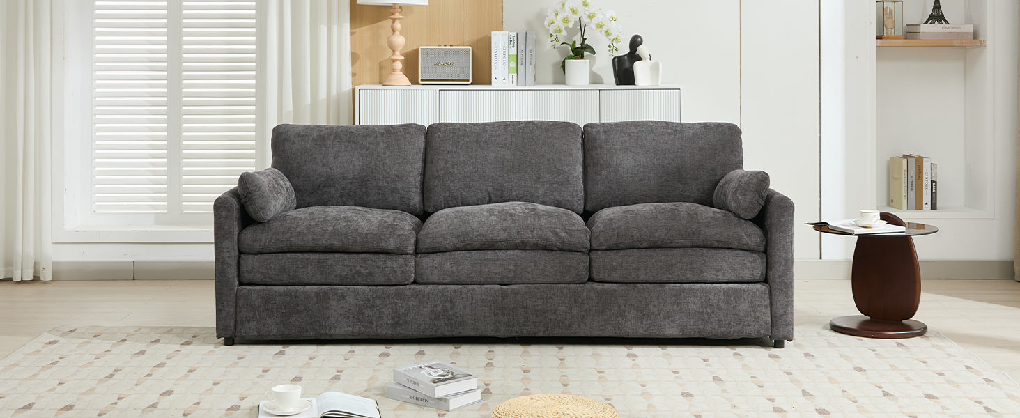 Cozy Upholstered Oversized 3-Seater Cloud Sofa in Dark Gray