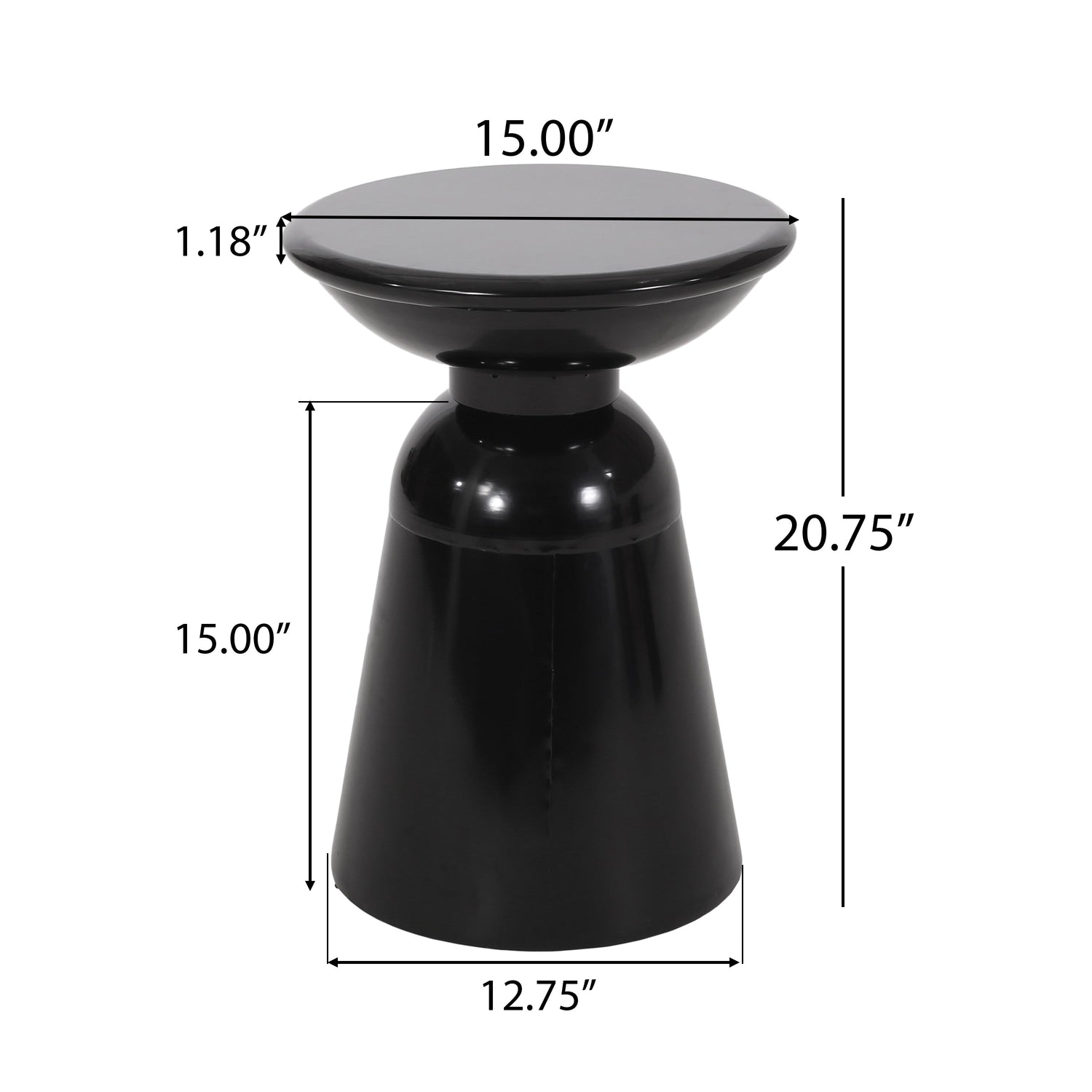 Modern Outdoor Metal End Table in Black Finish