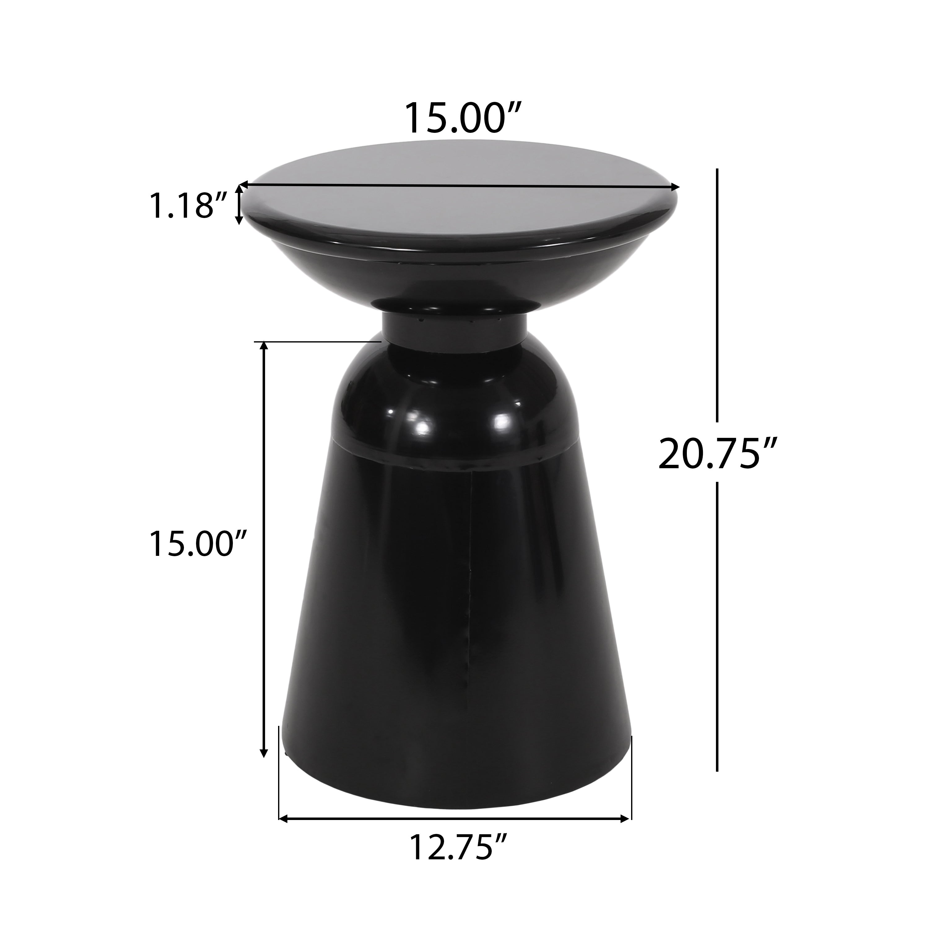 Modern Outdoor Metal End Table in Black Finish