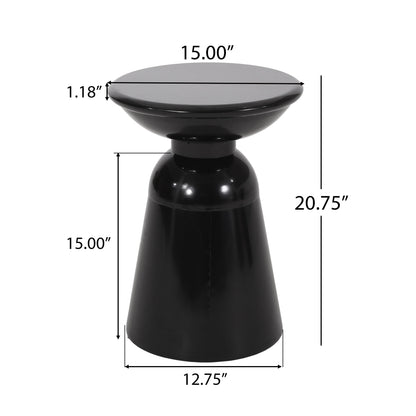 Modern Outdoor Metal End Table in Black Finish