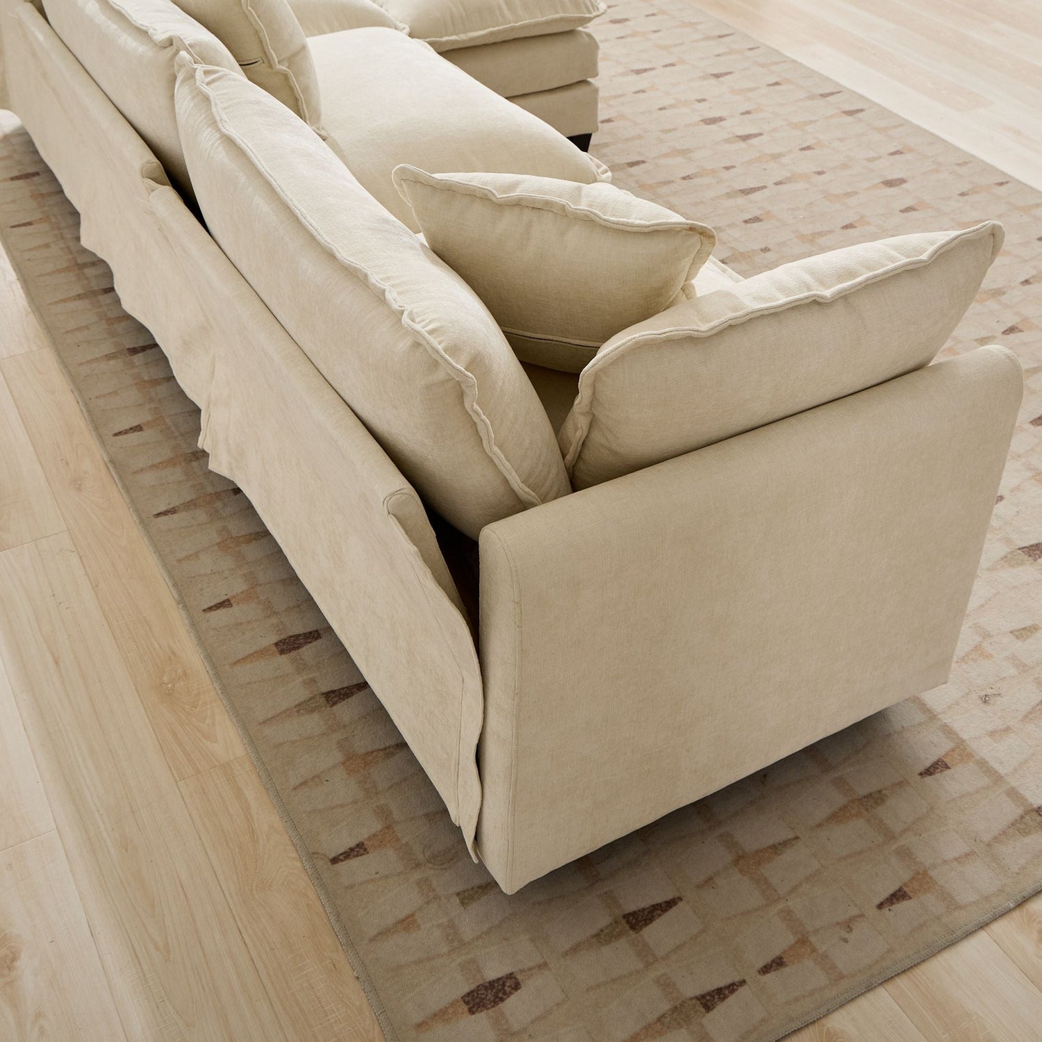 Cloud 3 Seat Sofa in Beige Chenille