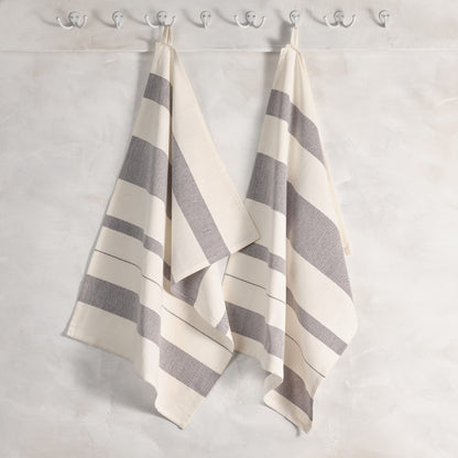 Set of 2 Handwoven Artisan Striped Kitchen Towels - 4 Colors